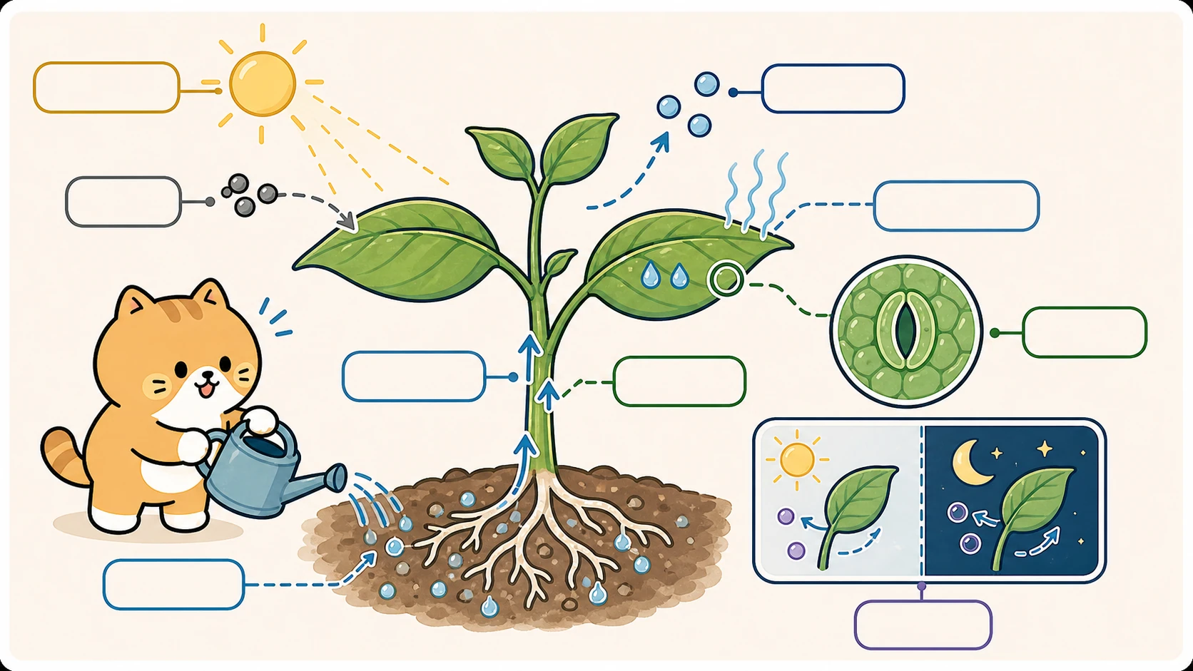 植物新陈代谢知识点教学插画